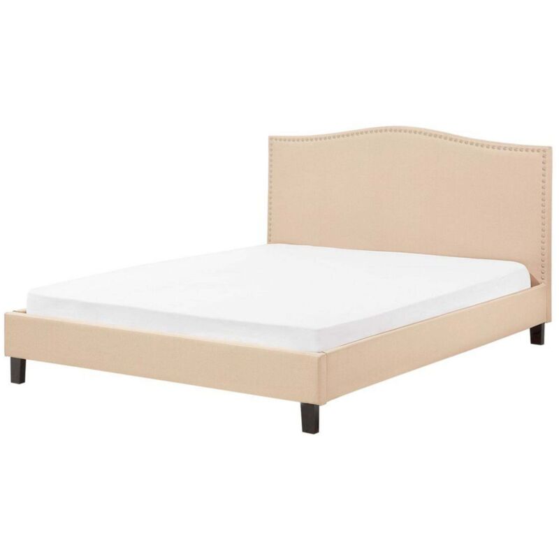 Beliani Polsterbett Leinenoptik Beige Lattenrost 180 X 200 Cm Elegant