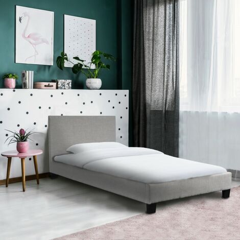 Bett DUBLIN 90x190 + 1 Bettkasten / Hellgrau/ 200x95x76