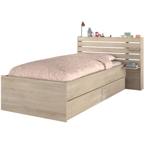 Bett Liegefläche 90x190/200 2 Schubladen und 2 Ablagen - Escale