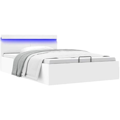 Bett mit Bettkasten Hydraulisch LED Weiß Kunstleder 140x200 cm vidaXL200335