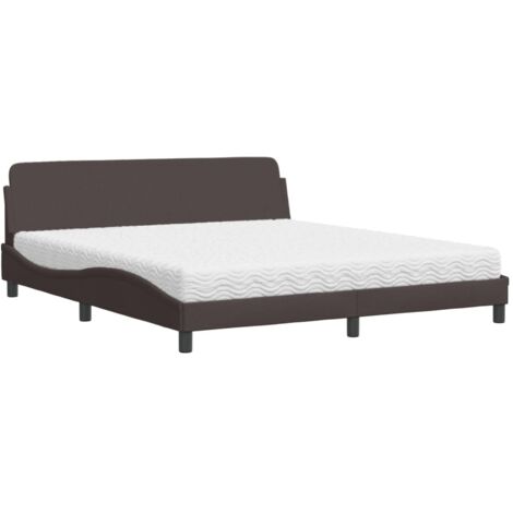 Bett mit dunkelbraunem Matratze 180x200 cm Stoff