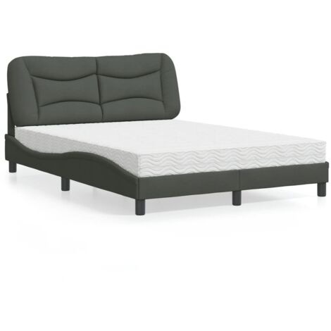 Bett mit dunkelgrauem Matratze 120x200 cm Stoff