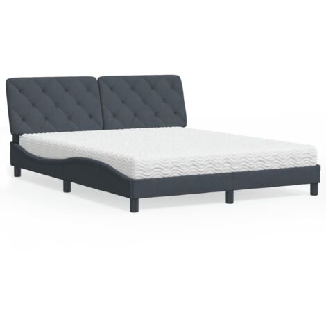 Bett mit grauem Matratze 160x200 cm aus Samt