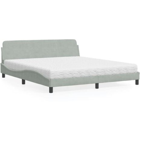 Bett mit grauem Matratze 180x200 cm Samt