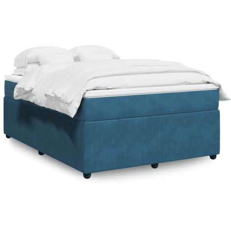 Bett mit Lattenrahmen und Matratze Dunkelblau 160x200cm Samt