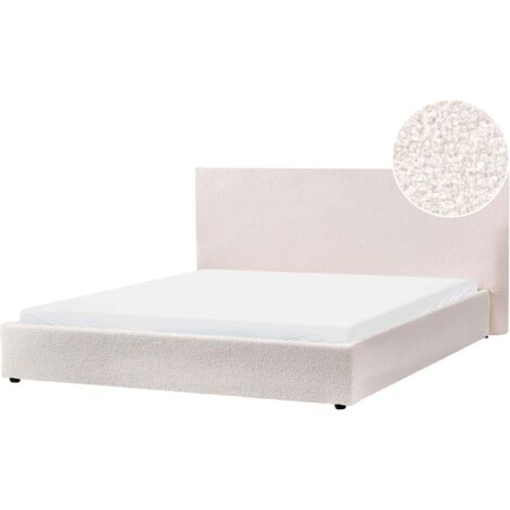 Bett mit Lattenrost Bouclé LAVAUR 180 x 200 cm Cremeweiß