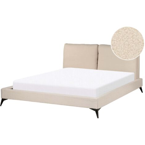 Bett mit Lattenrost Bouclé MELLE 160 x 200 cm Beige