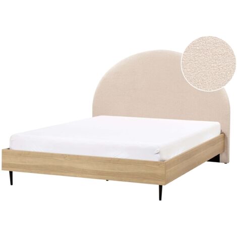 Bett mit Lattenrost Bouclé MILLAY 140 x 200 cm Beige