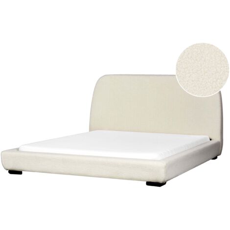 Bett mit Lattenrost Bouclé ROISEL 160 x 200 cm Hellbeige
