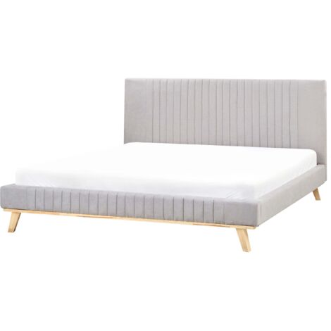 Bett mit Lattenrost Chenillegewebe TALENCE 180 x 200 cm Hellgrau
