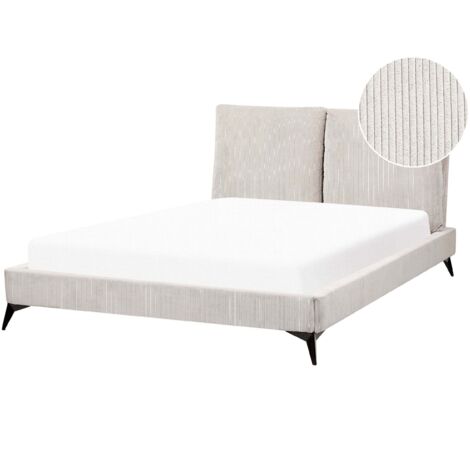 Bett mit Lattenrost Cord MELLE 140 x 200 cm Hellbeige