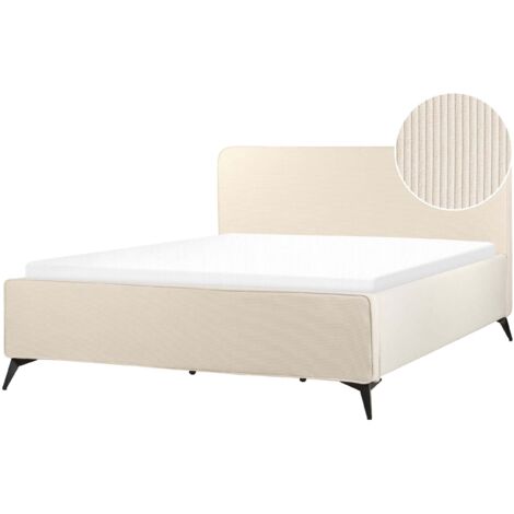 Bett mit Lattenrost Cord VALOGNES 180 x 200 cm Hellbeige