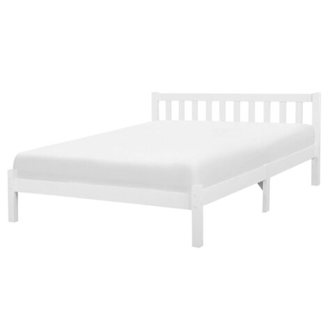 Bett mit Lattenrost Kiefernholz FLORAC 160 x 200 cm Weiß