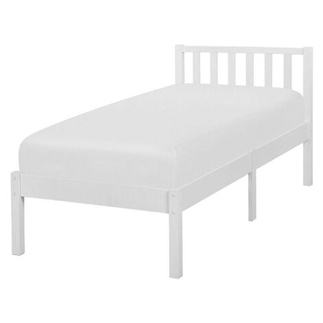Bett mit Lattenrost Kiefernholz FLORAC 90 x 200 cm Weiß