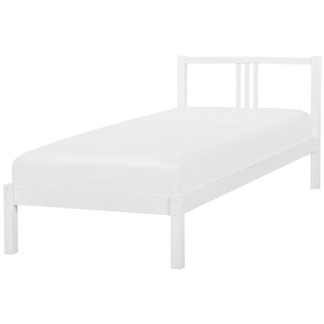 Bett mit Lattenrost Kiefernholz VANNES 90 x 200 cm Weiß
