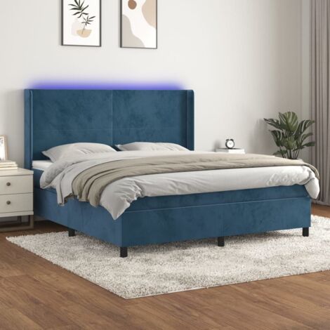 Bett mit Lattenrost, Matratze und blauer LED 180x200 cm