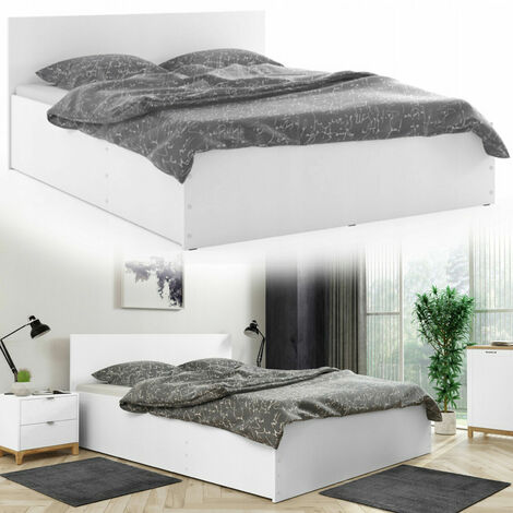 Bett mit Lattenrost mit/ohne Matratze Bettkasten Jugendbett Doppelbett mit Matratze Kaltschaum (en), 120x200 (en)