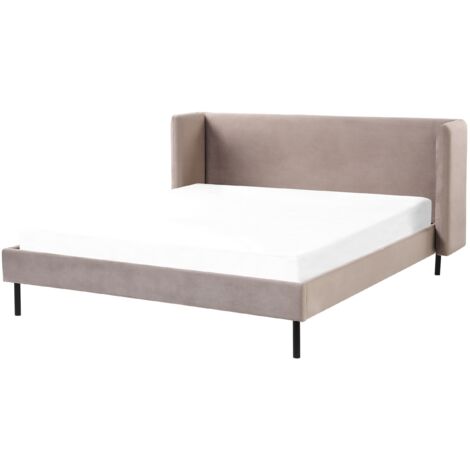 Bett mit Lattenrost Samtstoff ARETTE 160 x 200 cm Taupe