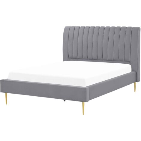 Bett mit Lattenrost Samtstoff MARVILLE 140 x 200 cm Grau