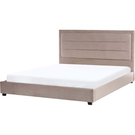 Bett mit Lattenrost Samtstoff ROUEN 180 x 200 cm Taupe