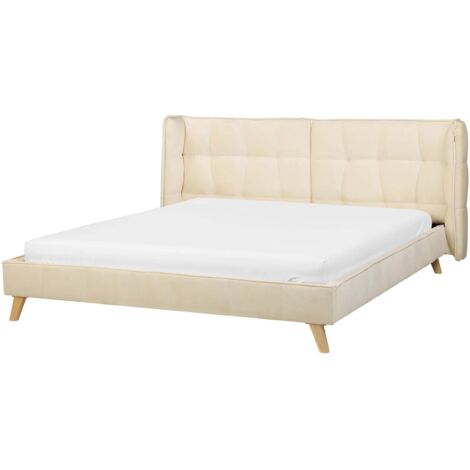 Bett mit Lattenrost Samtstoff SENLIS 160 x 200 cm Beige