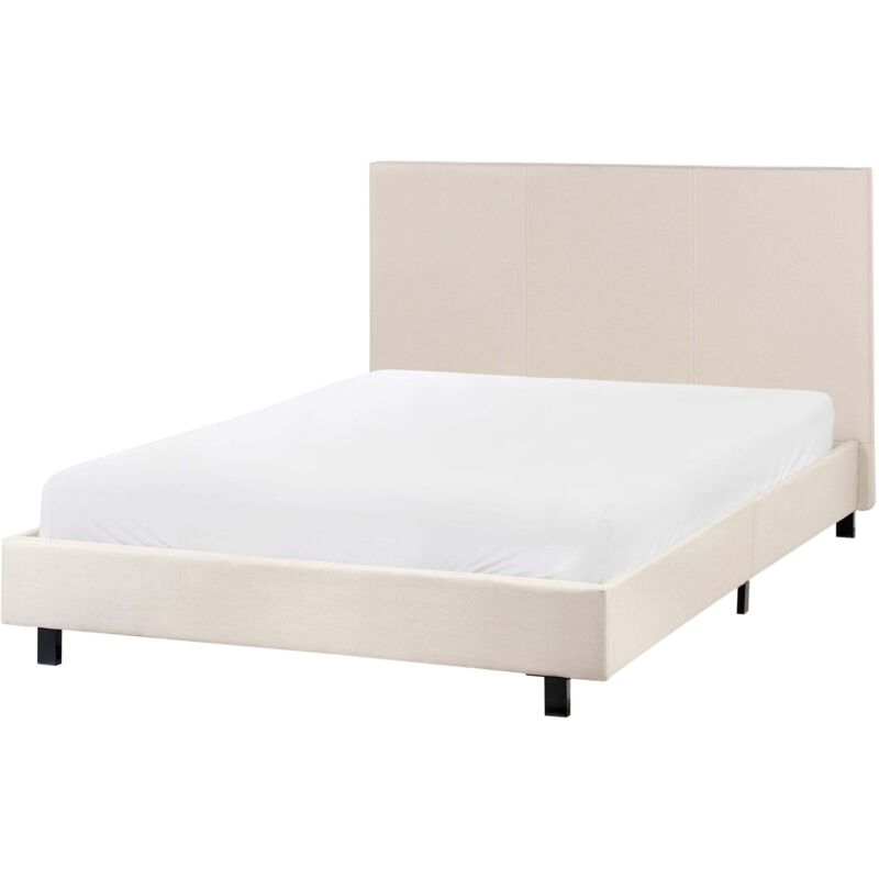 Beliani Bett Mit Lattenrost Stoff Albi 120 X 200 Cm Beige