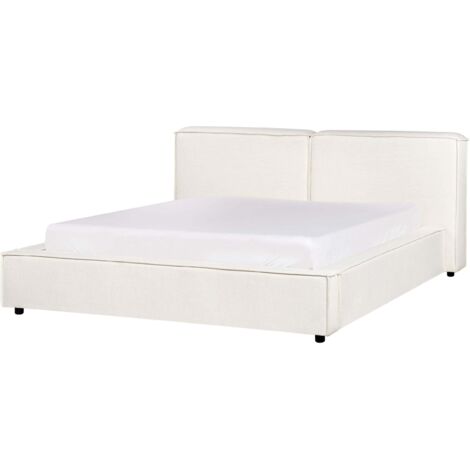 Bett mit Lattenrost Stoff LINARDS 160 x 200 cm Cremeweiß