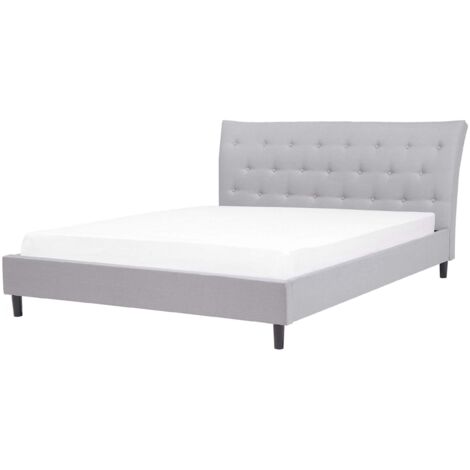 Bett mit Lattenrost Stoff SAVERNE 160 x 200 cm Hellgrau