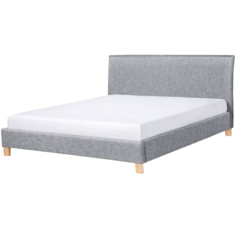 Bett mit Lattenrost Stoff SENNEZ 160 x 200 cm Hellgrau