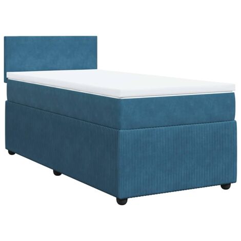 Bett mit Lattenrost und blauem Matratze 90x200 cm Samt