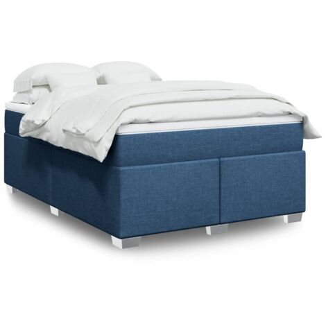 Bett mit Lattenrost und Matratze Blau 160x200 cm Stoff