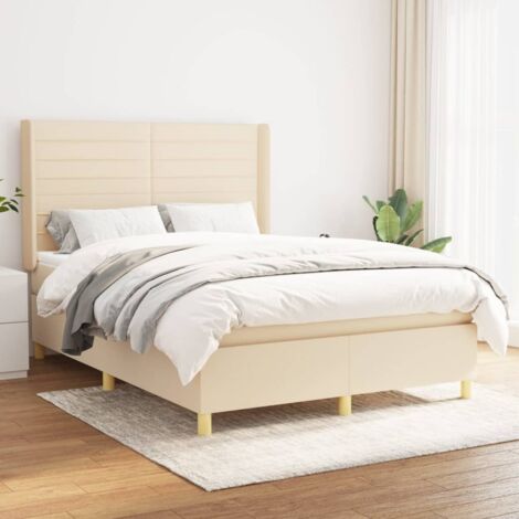 Bett mit Lattenrost und Matratze Creme 140x200 cm Stoff