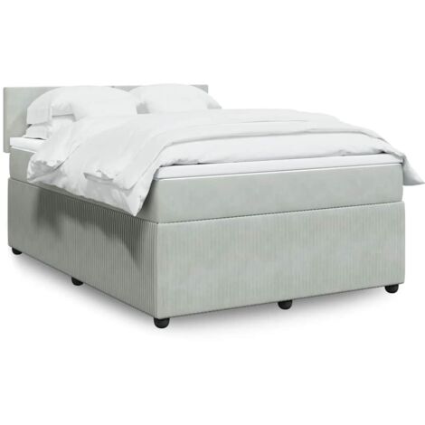 Bett mit Lattenrost und Matratze Grau 140x190cm Velours