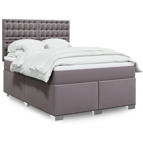 Bett mit Lattenrost und Matratze Grau 140x200 cm Kunstleder