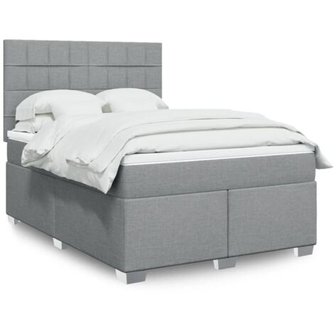 Bett mit Lattenrost und Matratze Grau 140x200cm Stoff