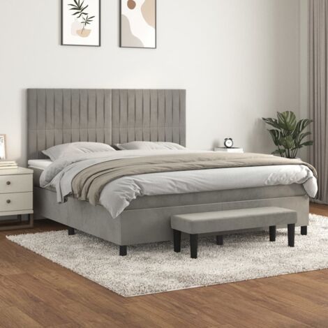 Bett mit Lattenrost und Matratze Grau hell 180x200cm Samt