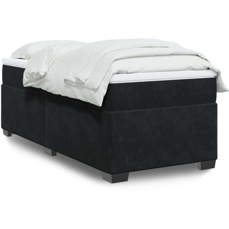 Bett mit Lattenrost und Matratze Schwarz 100x200 cm Velvet
