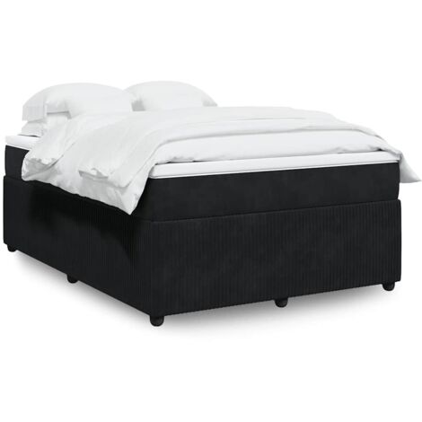 Bett mit Lattenrost und Matratze Schwarz 140x190 cm Samt