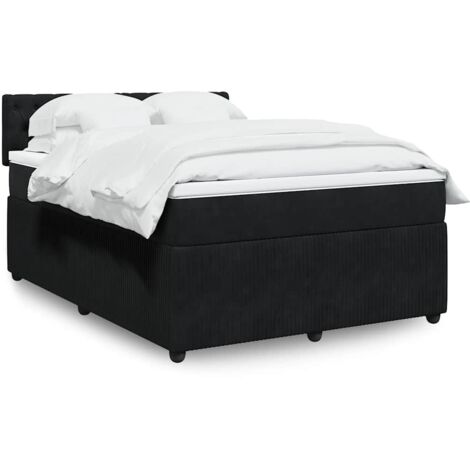 Bett mit Lattenrost und Matratze Schwarz 140x190 cm Velours