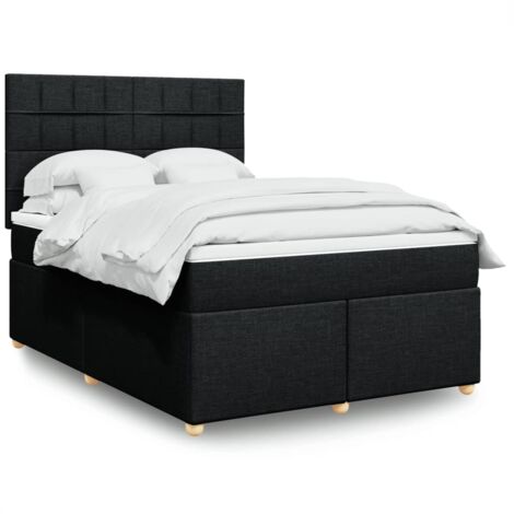 Bett mit Lattenrost und Matratze Schwarz 160x200 cm Stoff