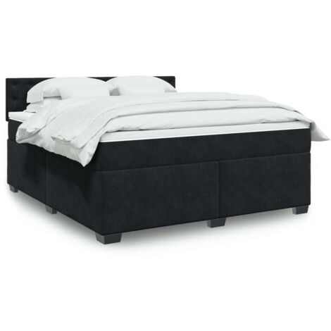Bett mit Lattenrost und Matratze Schwarz 180x200 cm Velours