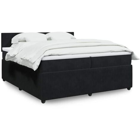 Bett mit Lattenrost und Matratze Schwarz 200x200 cm Samt