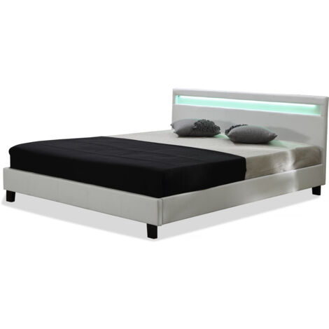 Bett mit LED "Maria" - 140 x 190 cm - Weiß