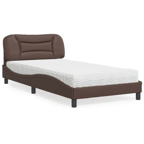 Bett mit Matratze Braun 100x200 cm Kunstleder vidaXL517284