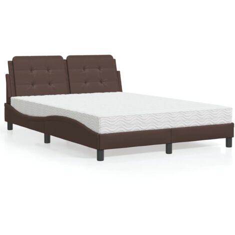 Bett mit Matratze Braun 120x200 cm Kunstleder vidaXL716218