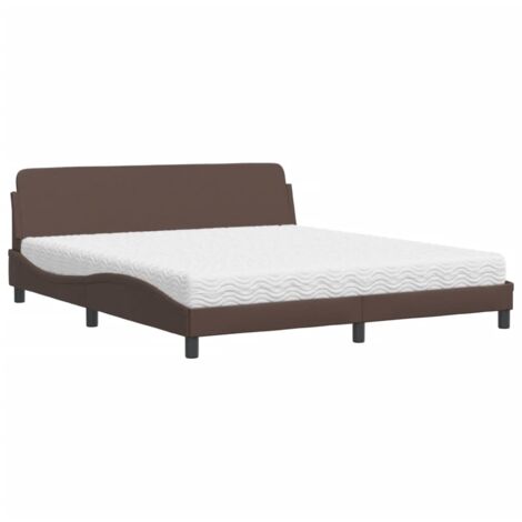 Bett mit Matratze Braun 180x200 cm Kunstleder vidaXL338737