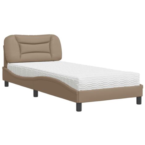 Bett mit Matratze Cappuccino 80x200 cm Kunstleder