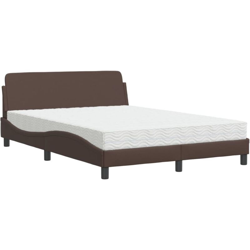 Bett Mit Matratze Braun 120x200 Cm Kunstleder Vidaxl 609687