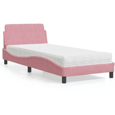 Bett mit Matratze "Dover" Rosa 80x200 cm Samt vidaXL