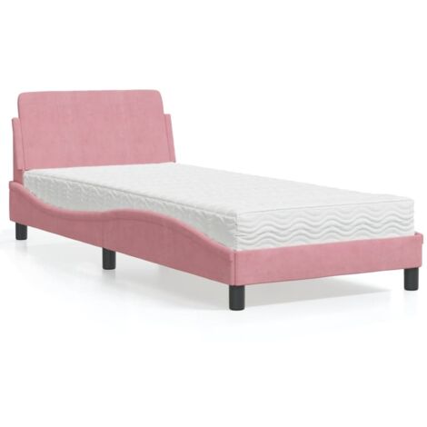 Bett mit Matratze "Dover" Rosa 90x190 cm Samt vidaXL